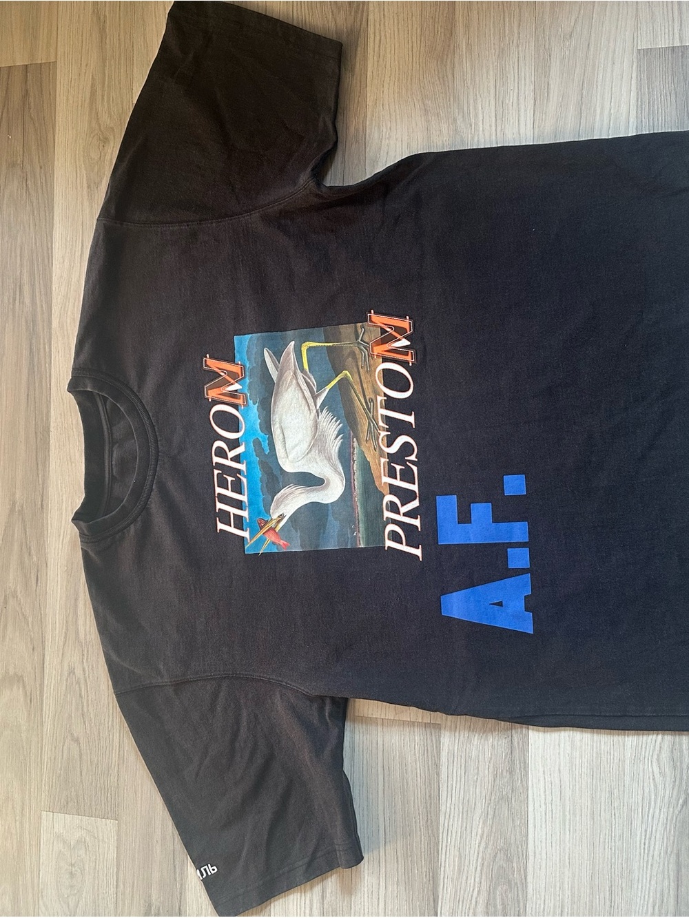 Heron Preston Black Short-Sleeve Tee with Blue A.F. Print